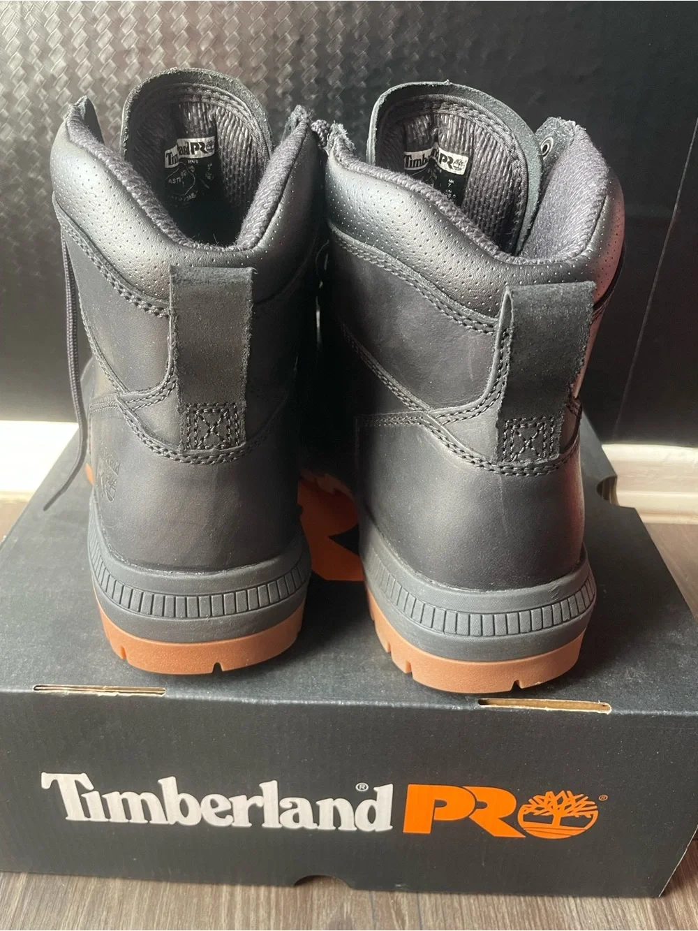 Timberland PRO Black Work Boot with Brown Lug Sole